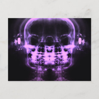 Carte Postale Double crâne à rayons X avec casque - violet
