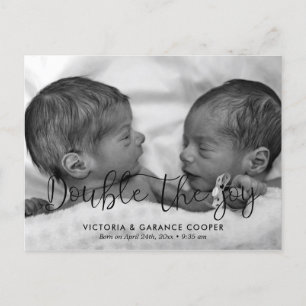 Carte Postale Double la joie jumelle photo de naissance faire-pa