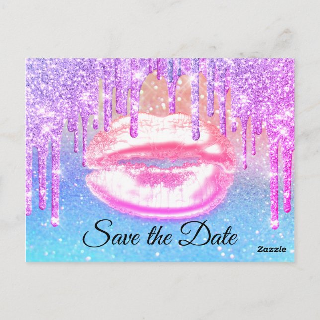 Carte Postale Douce 16ème Fête des mariées Quinceanera bleu rose (Dos)