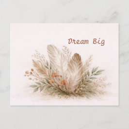 Carte Postale Douce Bohème Botanique Aquarelle aux Plumes