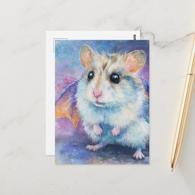 Carte Postale Douce Dragon Hamster (Devant/Arrière en situation)