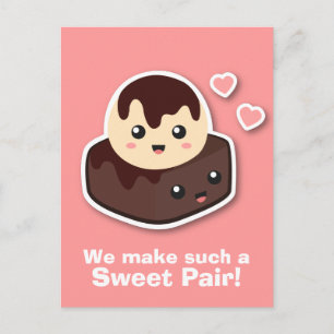Carte Postale Douce paire de glace à la vanille et de brownie