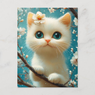 Carte Postale Douce petite chatte aux yeux bleus