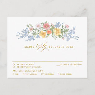 Carte Postale Douce Réponse RSVP Ornée de Jardin Floral de Print