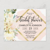 Douche de Mariage Florale Rose à l'Aquarelle Éléga