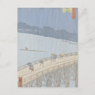 Carte Postale Douche soudaine sur le pont Ohashi à Ataka