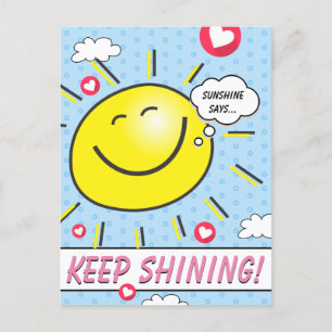 Carte Postale Doux Soleil Souriant Continuer à Briller Encourage