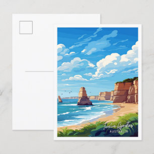 Carte Postale Douze Apôtres Australie Art Travel illustration