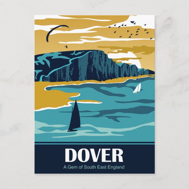 Carte Postale Dover en bleu (Devant)