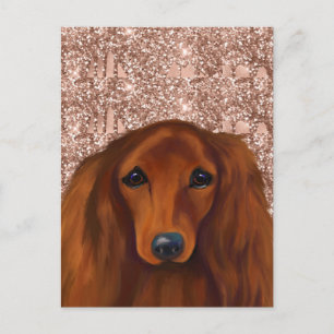CARTE POSTALE DOXSCHUND ROUGE