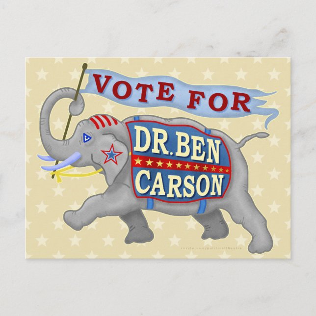 Carte Postale Dr Ben Carson Président 2016 Eléphant Républicain (Devant)