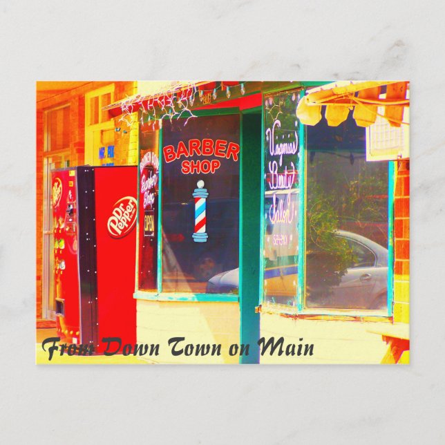 Carte Postale Dr Pepper et une coupe de cheveux (Devant)