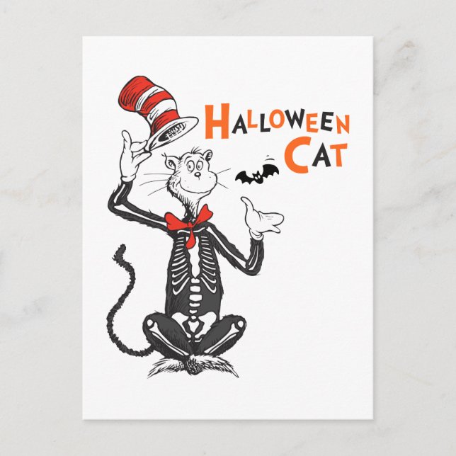 Carte Postale Dr. Seuss | Chat Chapeauté Halloween (Devant)