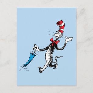 Carte Postale Dr Seuss   Chat dans la marche des parapluies Casq