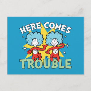 Carte Postale Dr. Seuss   Chose Un Chose Deux Les Ennuis Arriven