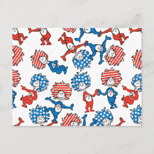 Carte Postale Dr. Seuss   Chose Une Chose Deux Motif Drapeau Amé