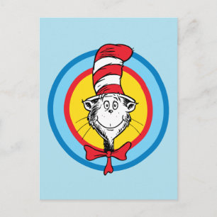 Carte Postale Dr. Seuss   Graphisme de tête de Chat dans le Chap