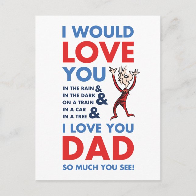 Carte Postale Dr Seuss | Je T'Aime Papa Tant Que Tu Vois (Devant)