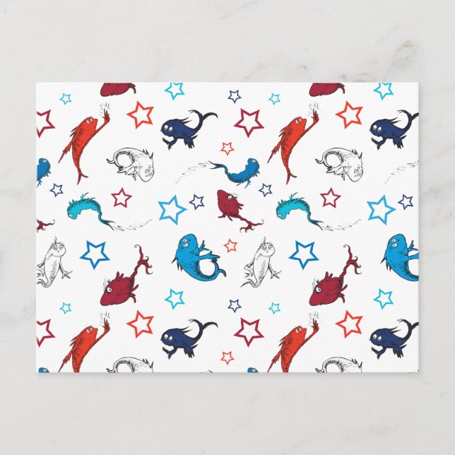 Carte Postale Dr. Seuss | Un Poisson Deux Poissons Motif Étoile (Devant)