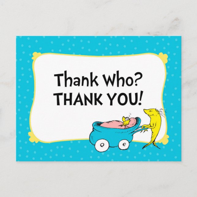 Carte Postale Dr. Seuss | Un Poisson - Remerciements pour Baby S (Devant)