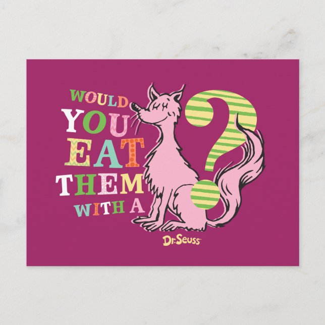 Carte Postale Dr Seuss | Voudriez-Vous Les Manger Avec Un Renard (Devant)
