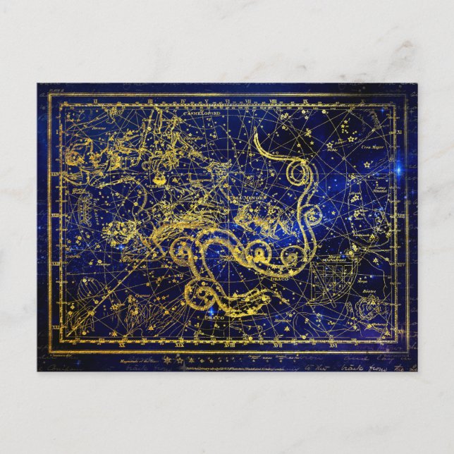 Carte Postale Draco Gold Constellation Faux (Devant)