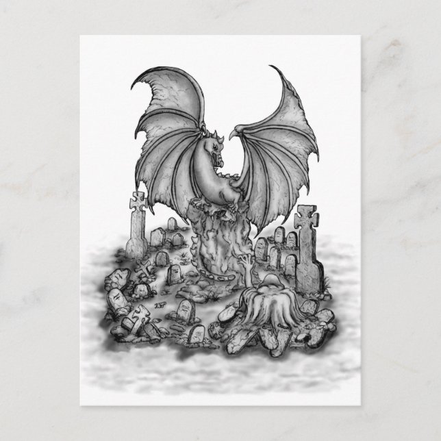 Carte Postale Dragon avec Zombie (Devant)