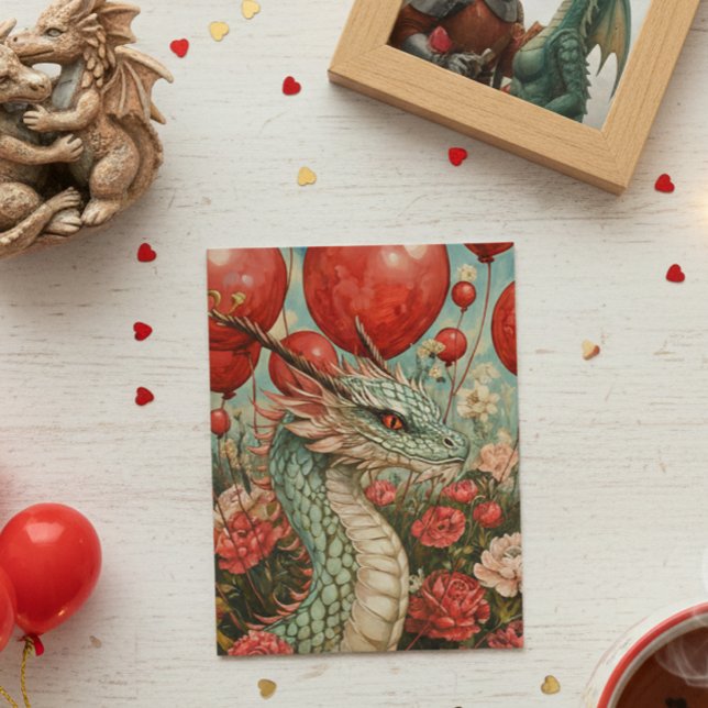 Carte Postale Dragon  Ballon Saint Valentin (Créateur téléchargé)