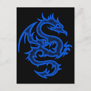 CARTE POSTALE DRAGON BLEU