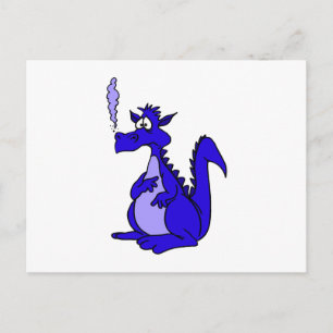 Carte Postale Dragon bleu avec fumée