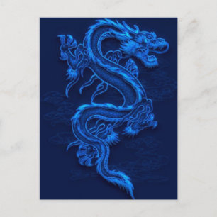 Carte Postale Dragon bleu chinois