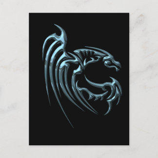 Carte Postale Dragon bleu métallique avec bandes