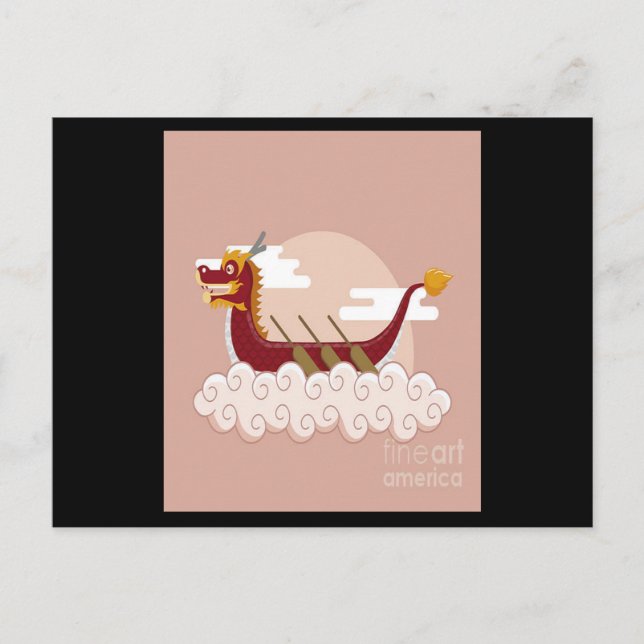 Carte Postale Dragon Boat Chinese Festival Sport Cartoon Nuages (Devant)