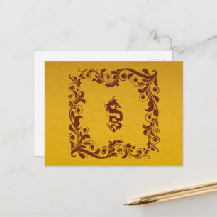 Carte Postale Dragon chinois, Dragon rouge, Imaginaire, Mytholog