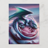 Dragon de bébé Iridescente endormi sur rose rose