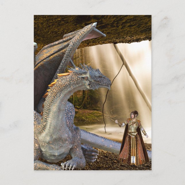 Carte Postale dragon de bronze et princesse elfe (Devant)