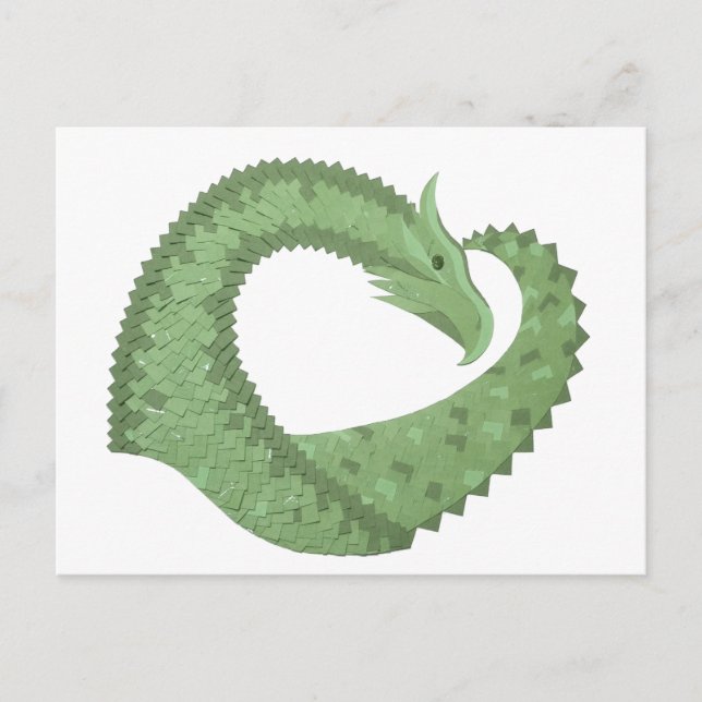 Carte Postale Dragon de coeur vert olive blanc (Devant)