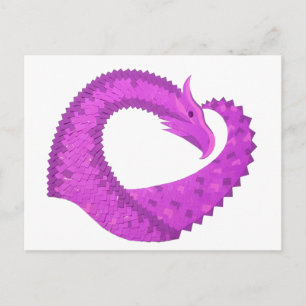 Carte Postale Dragon de coeur violet clair sur blanc