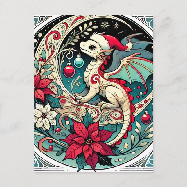 Carte Postale Dragon de Noël (Devant)