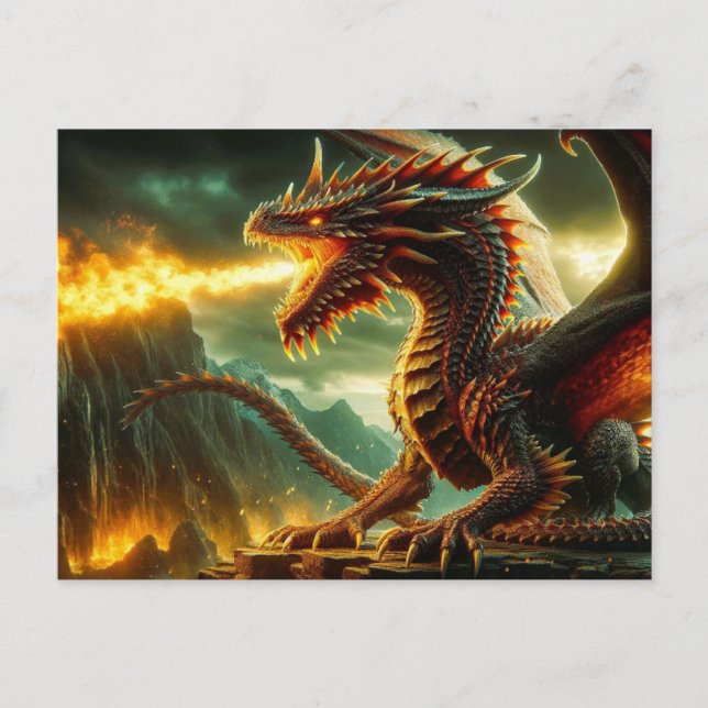 Carte postale Dragon de respiration par feu (Devant)