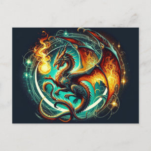 Carte postale Dragon de respiration par feu