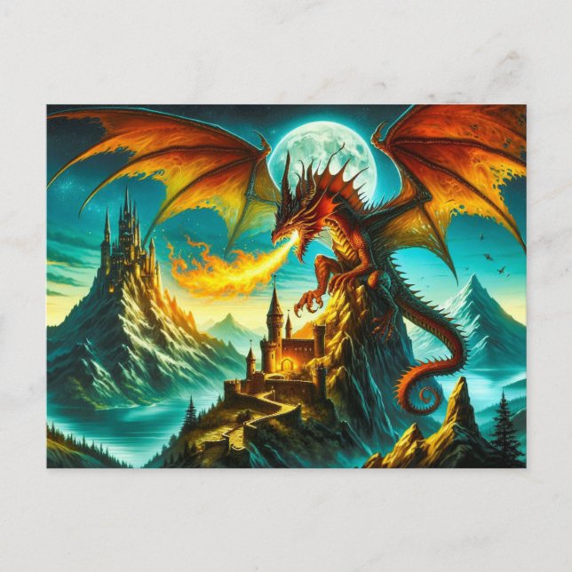 Carte postale Dragon de respiration par feu (Devant)