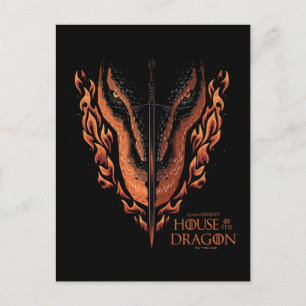 Carte Postale Dragon en flammes derrière l'épée