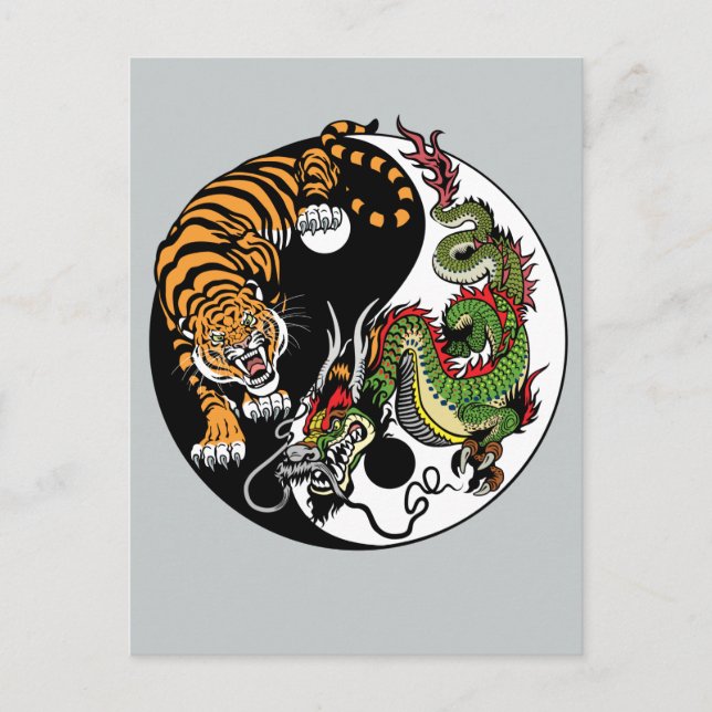 Carte Postale dragon et tigre yin yang (Devant)