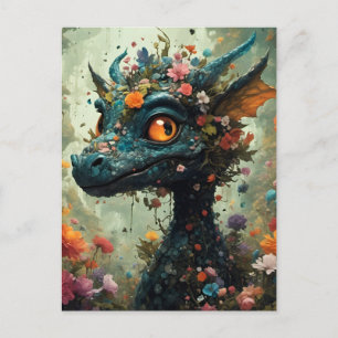 Carte Postale Dragon floral