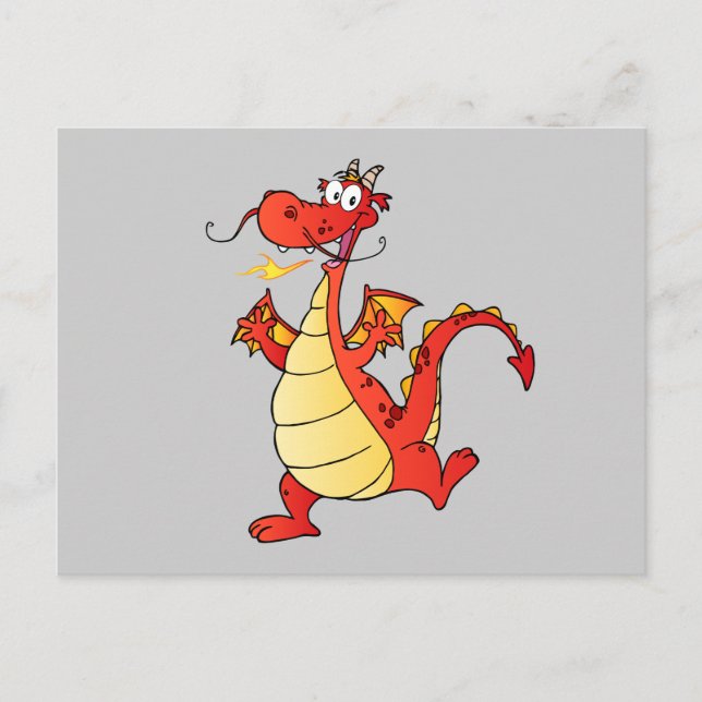 Carte Postale Dragon Funny Happy Imaginaire Fiction Dessin Dessi (Devant)