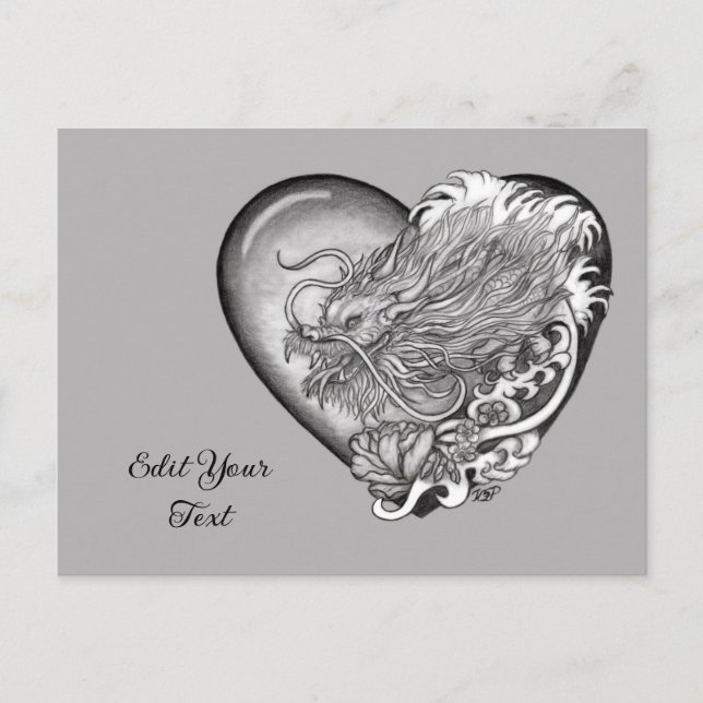 Carte Postale Dragon Heart Tattoo Art (Devant)