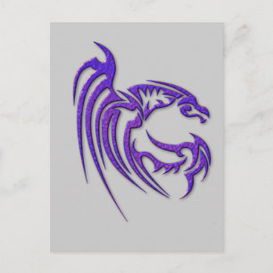 Carte Postale Dragon martelé par pourpre métallique en métal