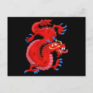 Carte Postale Dragon Oriental Rouge