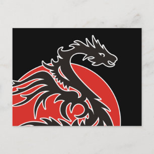 Carte Postale Dragon Sun Power - noir rouge blanc + vos idées